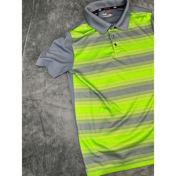Men’s Fila Sport Grey Green Stripe Golf Polo Small – Excellent Condition - Picture 3 of 7